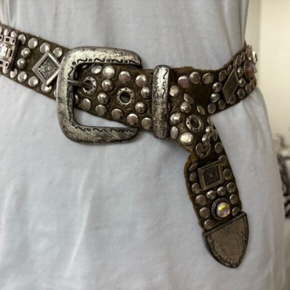 Vintage leather studded belt from the 80"s - Picture 1 of 3